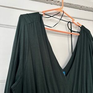 Green Double V-Neck Jumpsuit